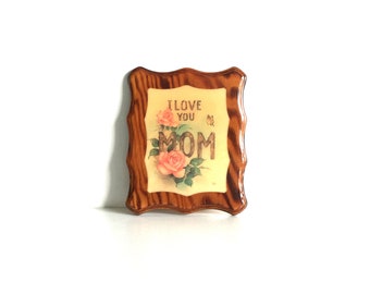 I Love You Mom vintage wooden wall plaque