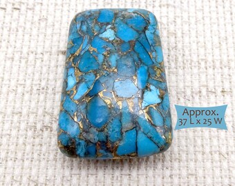 Elemental Gems Two-tone 24x13mm Blue Copper Turquoise Pendant w/ Chain main image 0