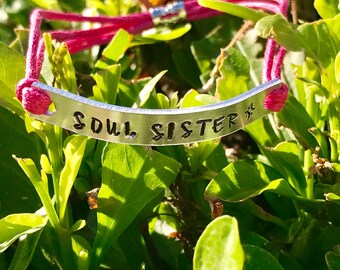 Soul Sister adjustable cord bracelet - You choose metal and cord color.