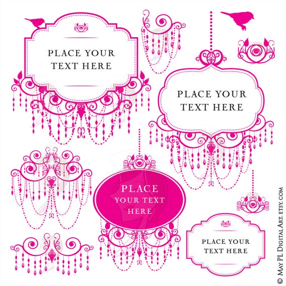 Pink Chandelier Frames Clip Art For Blog Branding Or DIY Business Wedding Logo Pink Chandelier Frames Clip Art For Blog Branding Or DIY Business Wedding Logo