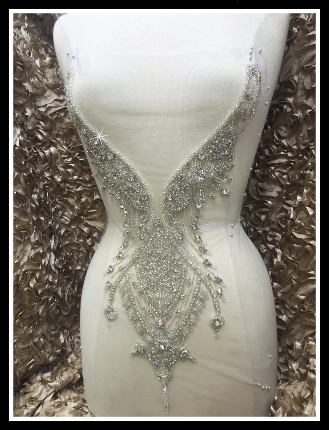Designer Full body Rhinestone Applique Beaded Wedding Dress