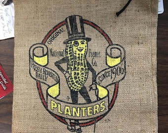 Planters Peanuts Advertising Burlap Gunney Small Sacks