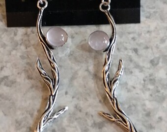 Rose Quartz Branch Earrings