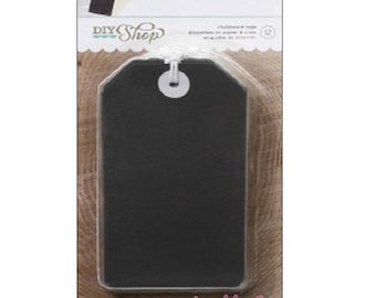 Set of 12 large tags effect slate American Crafts scrapbooking card making. *