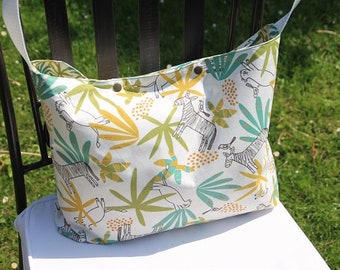 Diaper cotton with pattern "Savannah" - nursery - bag, Hobo bag