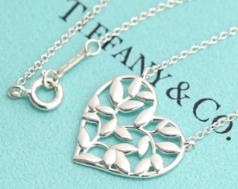 LIKE NEW!! Stunning Tiffany & Co. Sterling Silver Olive Leaf Heart