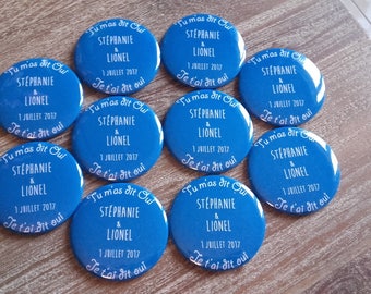 Wedding blue and white Pocket mirror