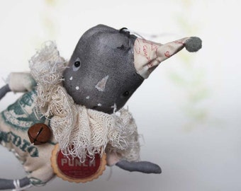 Nostalgische Primitive Folk Art Anhänger Ornament Vogelscheuche Kürbis