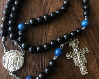 San Damiano Rosary with Shroud of Christ Center comes with Rosary pouch