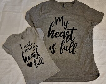 Mother and child full heart shirt set