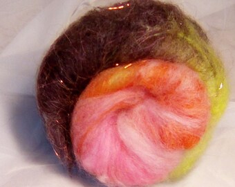 Batt, spinning lining, merino silk glitter, Angelina