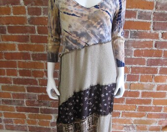 Handmade Upcycled Wearable Art Tango Dress|Katze Wearable Art|Handmade Artwear|Boho Lagenlook Funky Dress|Women Handmade Clothing|Boho Dress