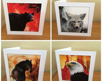 Set of four note cards