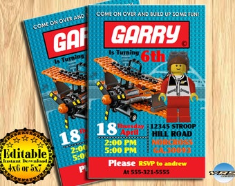 lego birthday invitations, lego party invitations, lego invite, Lego invitation, lego boy invitation, lego birthday, birtthday Invitation