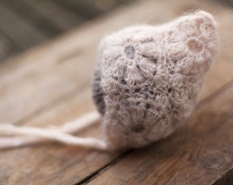 Newborn hat, Mohair hat, Baby girl bonnet