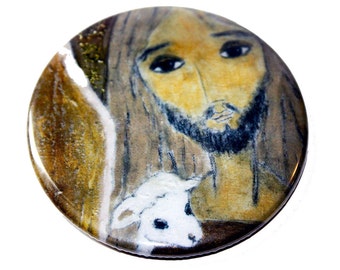 The Good Shepherd - Pocket Mirror- Original Art by Flor Larios