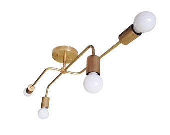 4 Arm Brass Modern Flush Mount Ceiling Light Atomic UL Listed