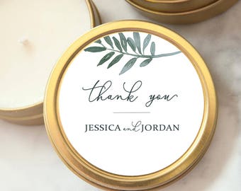 RESERVED x65 Wedding Favors, Gold Tin Custom Personalized Candles, Candle Wedding Favors, Mini Soy Candles, Shower, Party Favors, Botanical