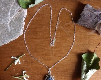 snowflake obsidian sterling silver pendant necklace - black gemstone pendant - the Abigail pendant