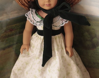 Scarlet O'Hara barbecue dress and hat for 18in American girl dolls