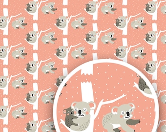 Koala gift wrap, 3 sheets, 16,53" x 23,39" (420 x 594 mm), wrapping paper, gift packaging, koala pattern