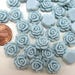 12 pcs Resin Flower Cabochons - 13.5mm Camellia Flowers - Powder Blue - Matte
