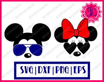 Mickey SVG, Minnie SVG, Bundle svg, Mickey Sunglasses, Minnie Sunglasses, SVG Files, Cricut Cut Files, Silhouette Cut Files