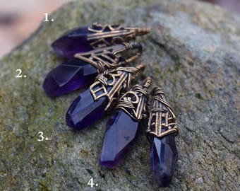 Royalty - Amethyst Crystal and Brass Filigree