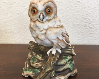 Vintage Porcelain Musical Owl Statue, Music Box, Owl, Grey Owl, Ceramic Owl, Musical Owl, Gorham Ceramic Owl, Vintage Decor