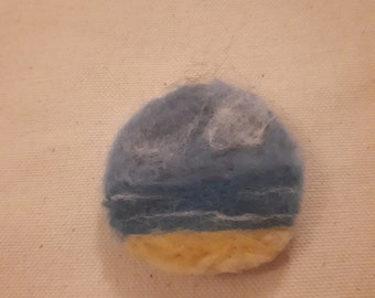 Needle felted seascape brooch