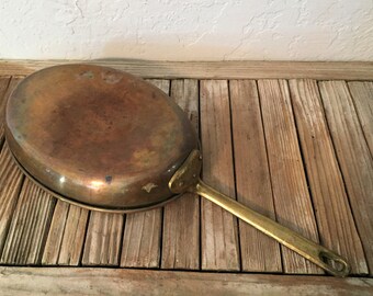Vintage Copper and Brass Saute Pan