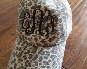 Monogram leopard print trucker hat