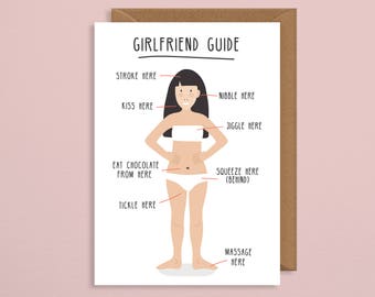 girlfriend guide valentines card. squeeze here. serenade here. valentine card him. Valentines card for boyfriend. bf card. valentines card