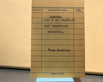 Mary Shelley Typewriter Quote on Vintage Due Date Card