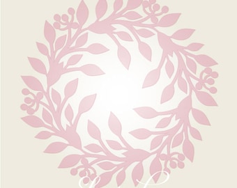 Christmas laser cut vector wreath template, SVG decoration, laser cutting wreath. Vector laser cut foliage (Silhouette, DXF, SVG).