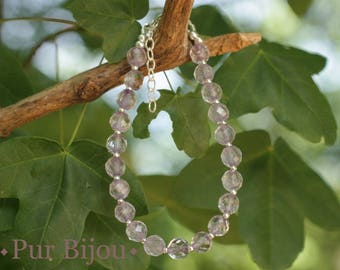 Bracelet 925 sterling silver and faceted light Amethyst