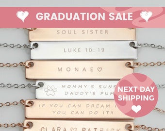 Custom Necklace Personalized Necklace Gift for Teachers Gold Bar Necklace Best Friend Necklace Engraved Necklace Her Bar Necklace for Women