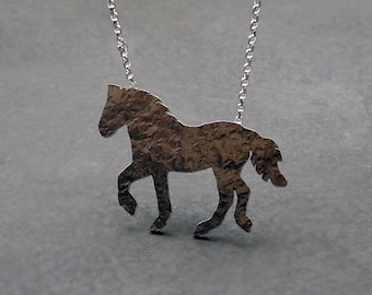 Sterling silver horse necklace. Silver horse pendant. Animal necklace. Silver jewellery. Handcrafted jewelry