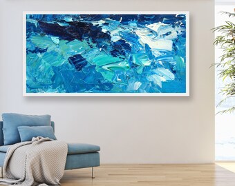 Ocean Art Oil Painting Blue Art Modern Abstract Art Ocean Painting Sea Art Ocean Canvas Art Sea Painting Wall Art Ocean Abstract Art Large