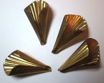 2 Vintage Brass Ribbed Cone Findings
