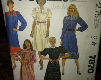 McCalls Vintage Sewing Pattern 7870