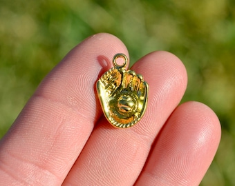 5 Gold Plated Baseball Glove Charms GC5395