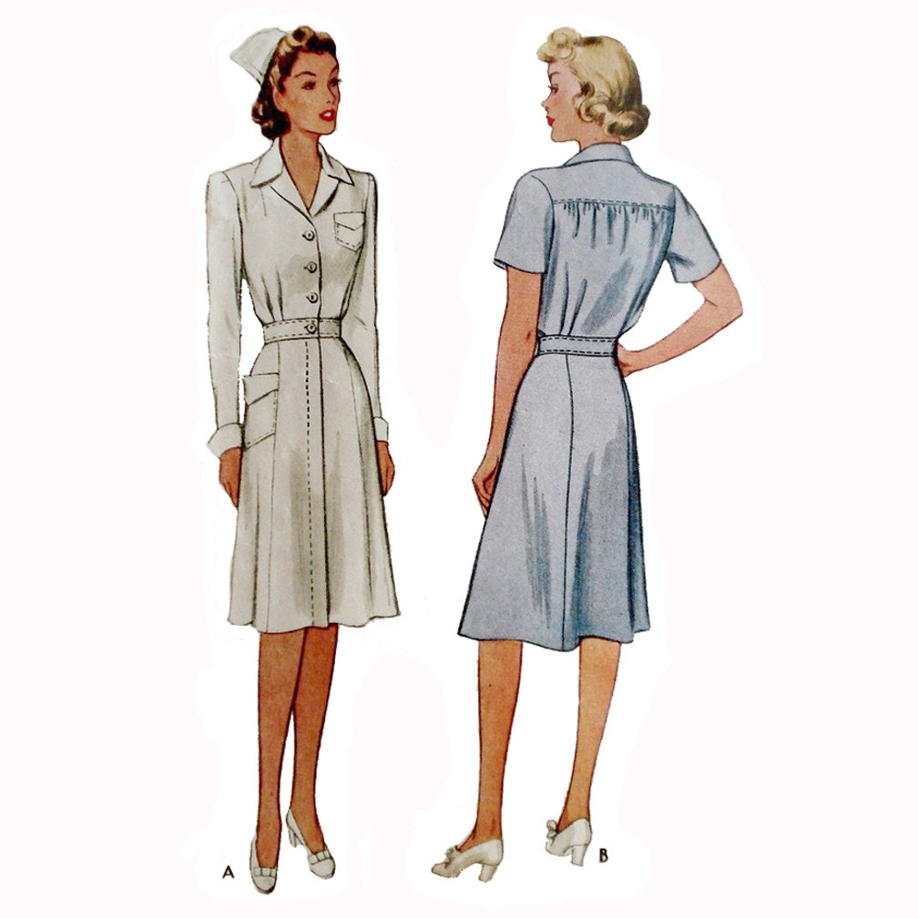 1940s Style WWII Nurses Uniform Dress Custom Made In Your Size