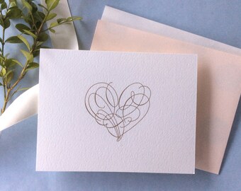 Valentine Love Note with Calligraphic Heart (Pale Pink or White)