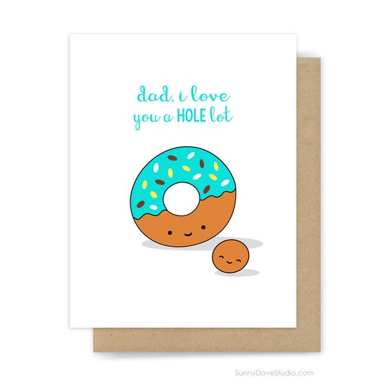 Happy Birthday Card For Dad Father Funny Donut Pun I Love You