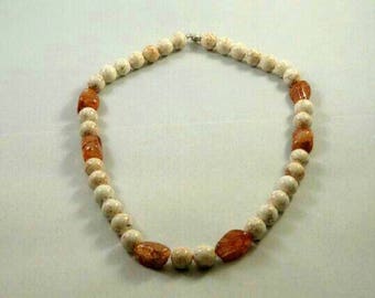White turquoise & amber coloured ice flake quartz on wire with silver plated parrot clasp