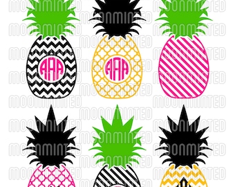 Pineapple Monogram Frames SVG Cut Files for Vinyl Cutters, Screen Printing, Silhouette, Die Cut Machines, & More