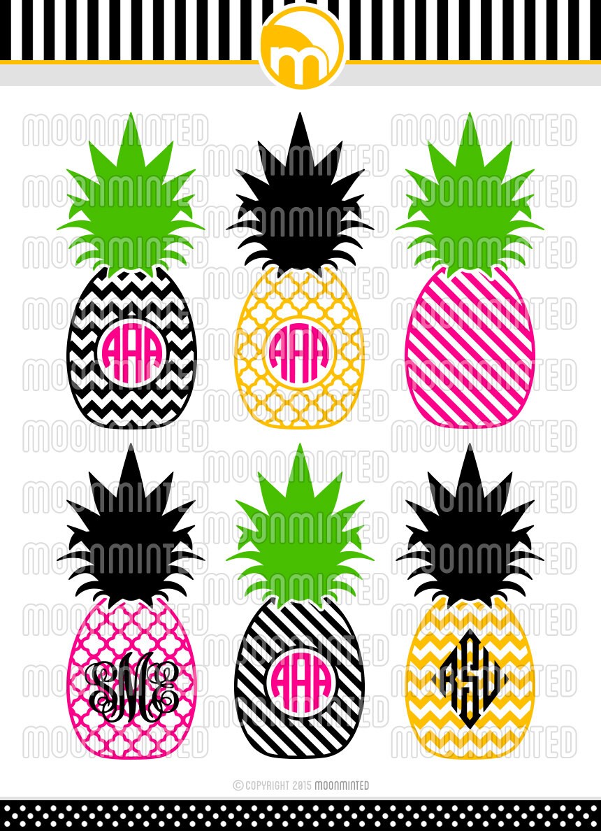 Pineapple Monogram Frames SVG Cut Files for Vinyl Cutters