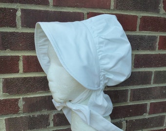 Girls White Pioneer Bonnet Sun Hat