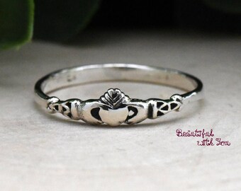 Irish Claddagh Ring Mother and Daughter Jewelry Rings Love Loyalty and Friendship Sterling Silver Present Gift Idea for Girls Childrens